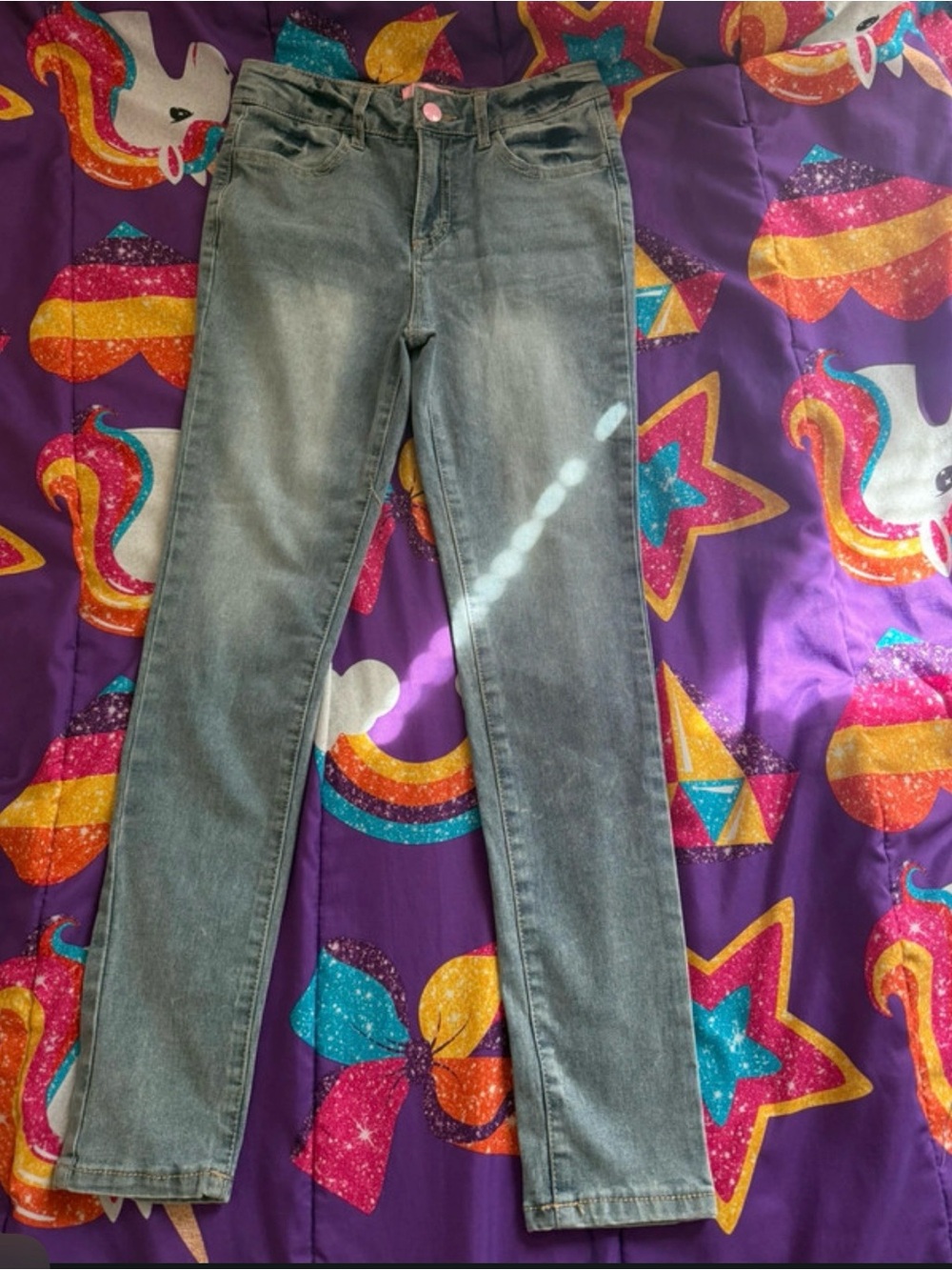 Girls Light Gray Skinny Jeans